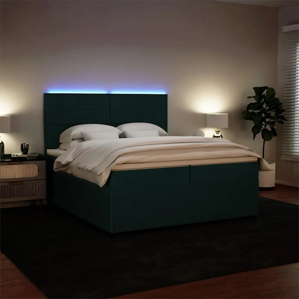 Giroletto a Molle con Materasso Verde Scuro 200x200 cm Velluto 3294733