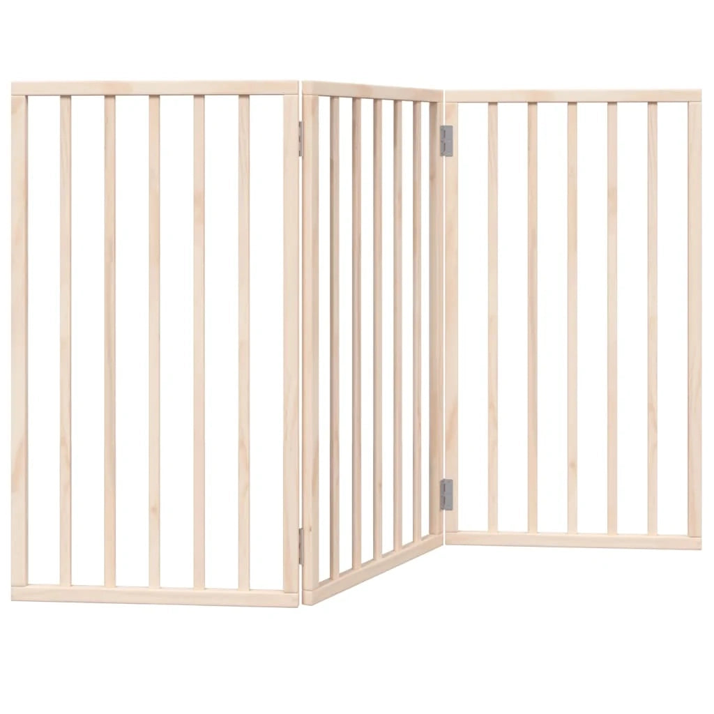 Cancelletto di sicurezza pieghevole per cani a 3 pannelli 150 cm legno di pioppo marrone 02_0023078