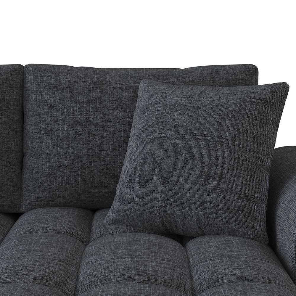 Divano angolare 3 posti - Xylo - Tessuto chenille con 2 cuscini decorativi