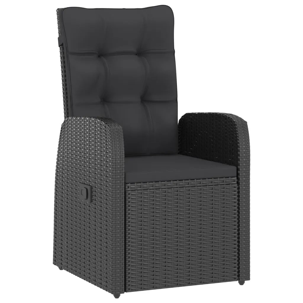 Set da Pranzo da Giardino 7 pz con Cuscini in Polyrattan Nero cod mxl 48715