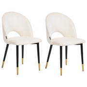 Set di 2 sedie da pranzo rivestimento in velluto beige chiaro gambe nere stile glamour retrò