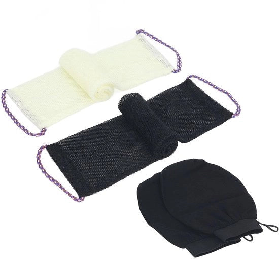 Spongia Exfoliante in Nylon Zottico - Manubrio - Igiene - Facile da Pulire - Spongia da Bagno