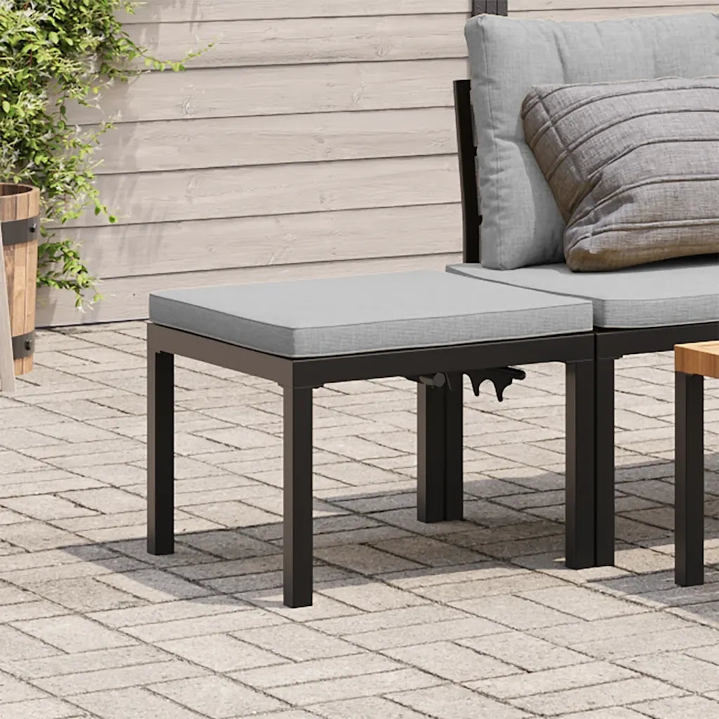 Panche Giardino con Cuscini 2 pz Nere Acciaio Verniciato Polvere CFW2229434