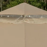 Gazebo da Giardino 3x3m in Metallo con Zanzariera e Tetto a 2 Livelli in Poliestere Cachi