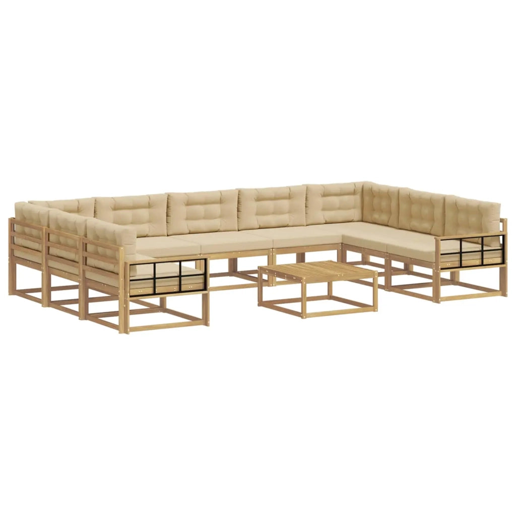 Set di divani da esterno 10 pz Bianco e Beige 3387082