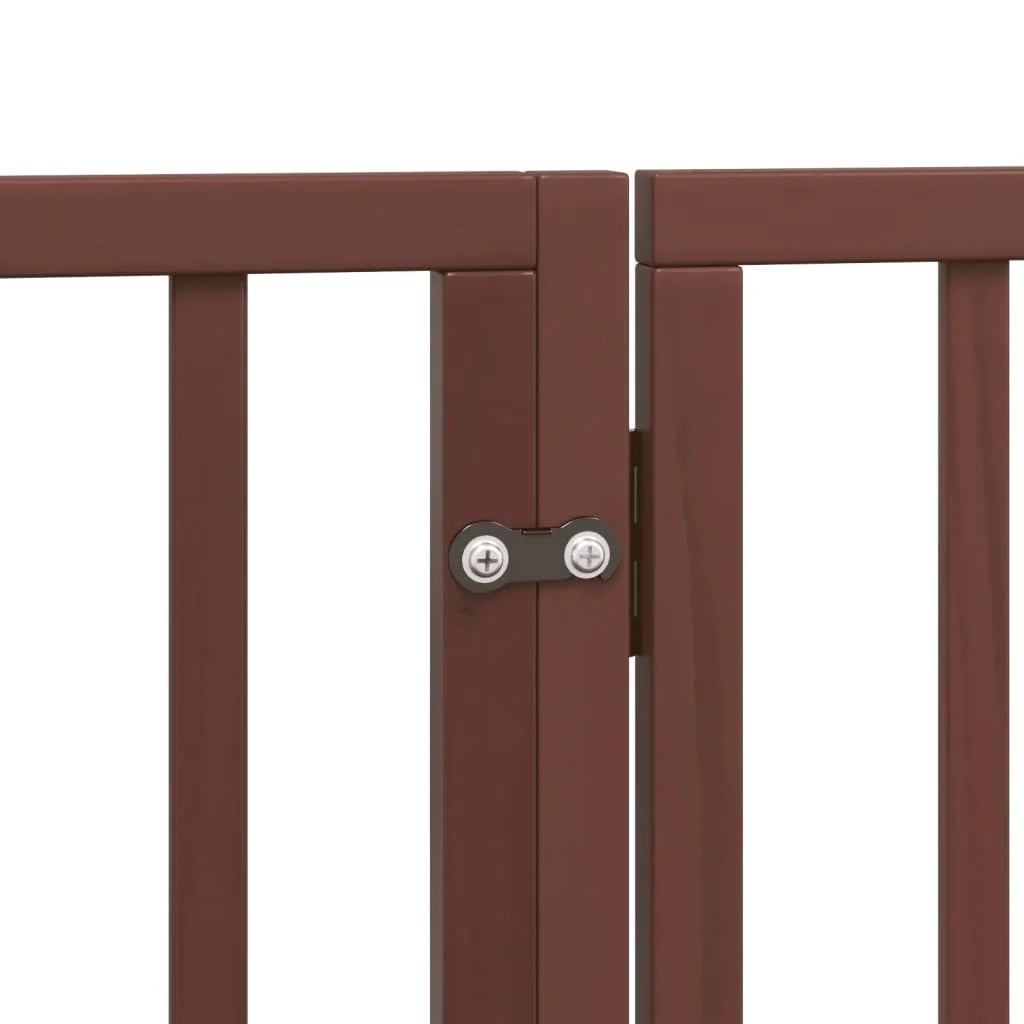 Cancelletto di sicurezza per cani con 6 pannelli in legno di pioppo marrone 02_0023323