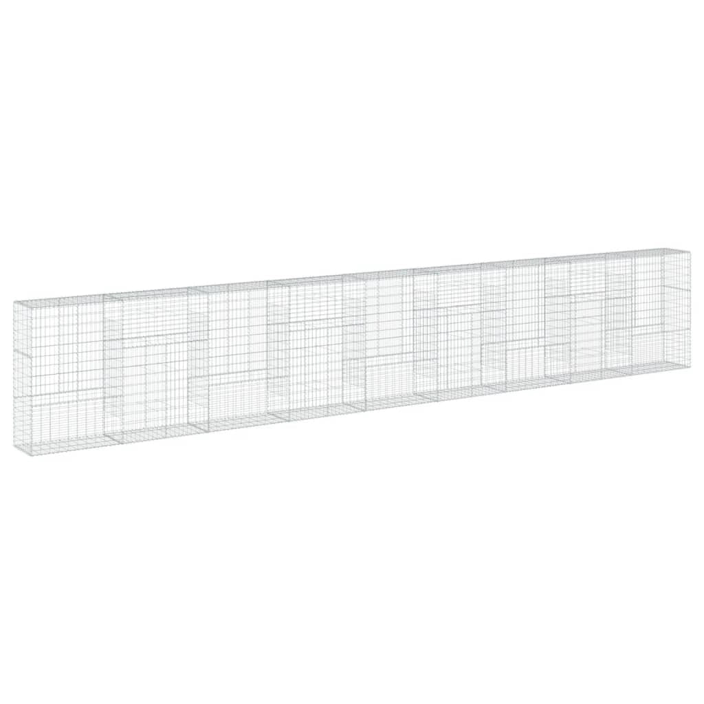 Gabbione recinto a gabbia muro di contenimento con coperchio 900 x 50 x 150 cm ferro zincato argento 02_0040214