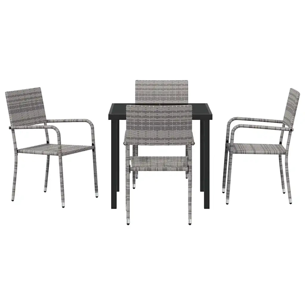 Set da Pranzo per Giardino con cuscino 5 pcs Grigio polyrattan 3380044