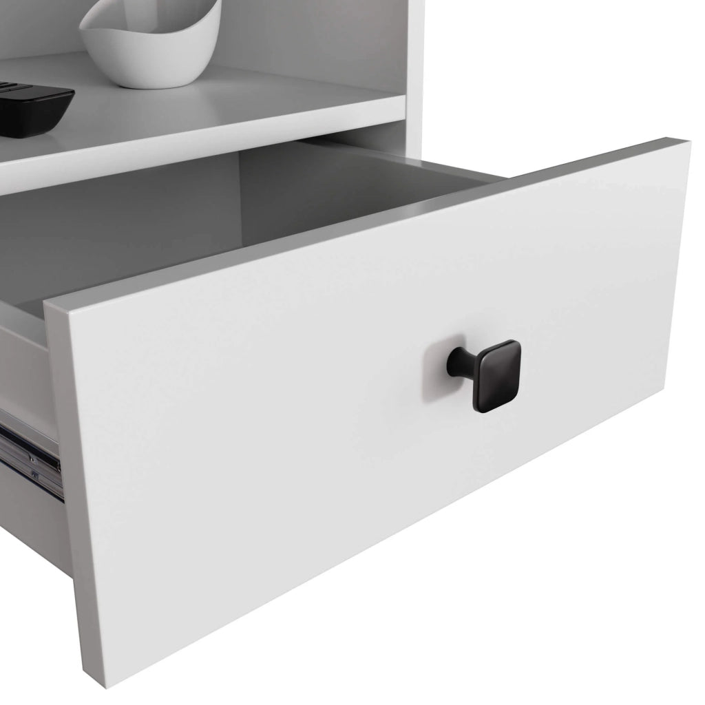 Comodino AKORD MOBI color bianco con cassetto L40 x H43 x P37 cm