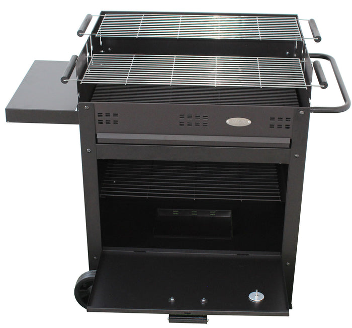 Barbecue a Legna e Carbone 120x60x92 cm con Forno per Pizza in Acciaio Etna Nero