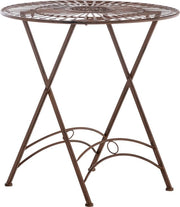 Tavolo da giardino metallico rotondo - 4 posti - Resistente alle intemperie - Miele - 71x71x71cm