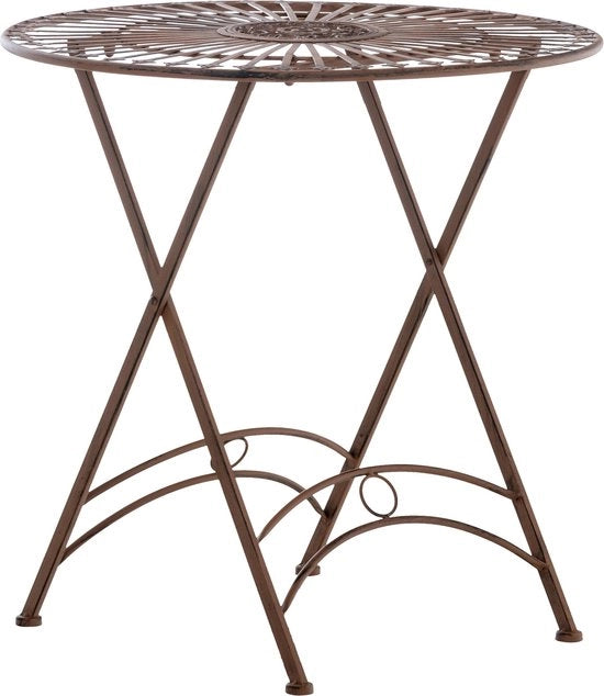 Tavolo da giardino metallico rotondo - 4 posti - Resistente alle intemperie - Miele - 71x71x71cm