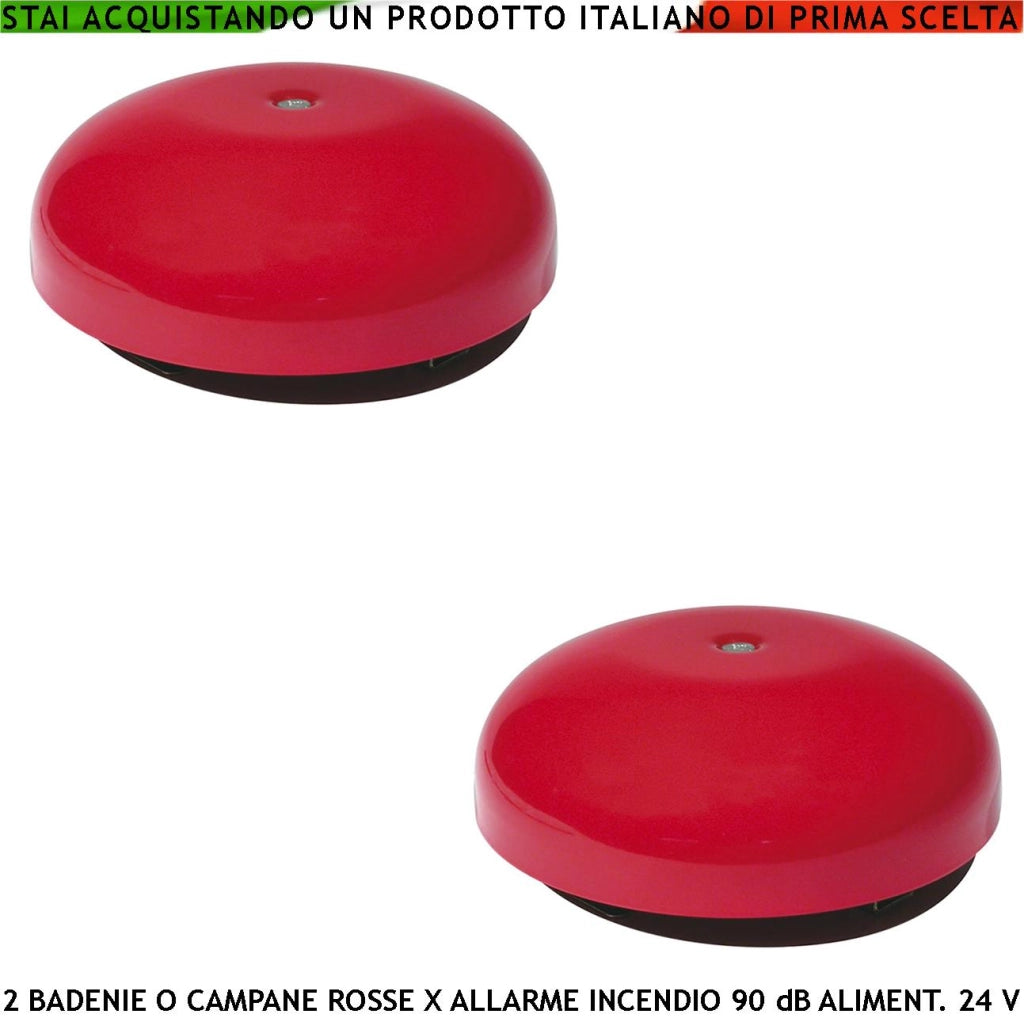 CAMPANA ELETTROMECCANICA ROSSA 2 PEZZI PER ALLARME INCENDIO ALIMENTAZIONE 24 VCC RIPETONO SEGNALAZIONI E QUALSIASI AVVISO