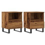 Set di 2 Comodini | Armadio da Notte | Mobiletto da notte Legno Antico 40x35x50 cm in Legno Multistrato