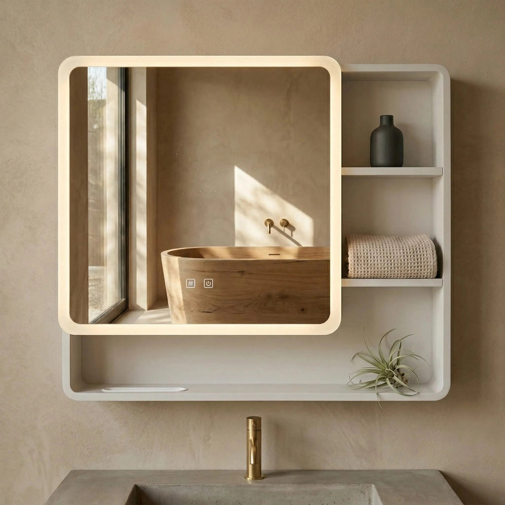 Armadietto Con Specchio Led M1016-70 70x65