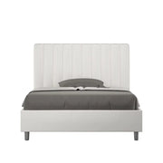 Letto matrimoniale francese con rete imbottito 140x200 similpelle bianco Agueda