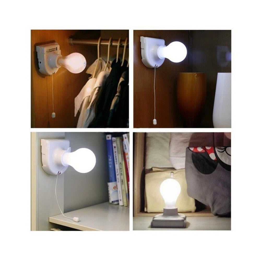 Trade Shop - Set 2pz Luci Led Lampadine Bulbi Portatili Senza Fili Interruttore Adesive A Batterie -