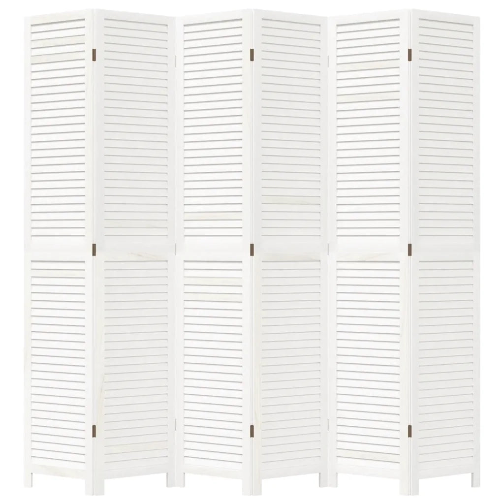 Divisorio Ambienti 6Pannelli Bianco Legno Massello di Paulownia 358844