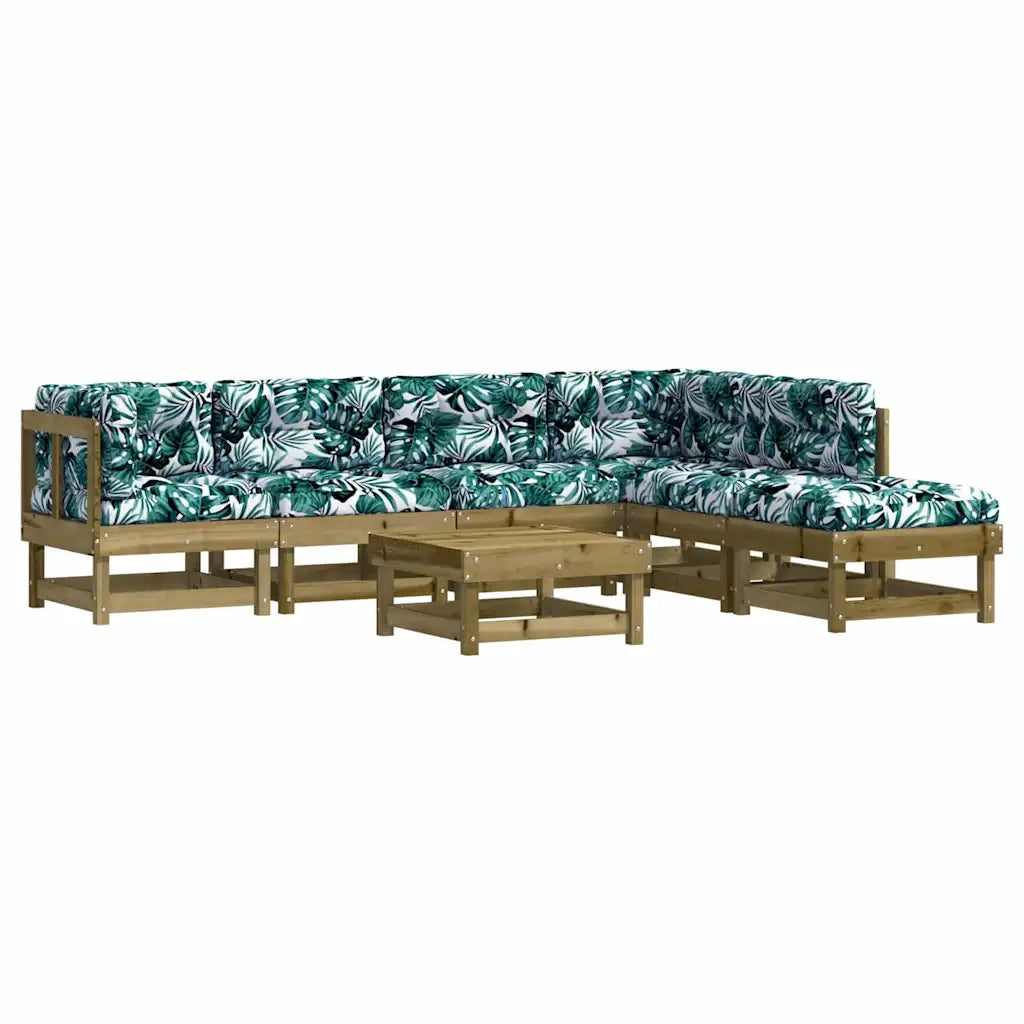 Set Divani da Giardino 7pz con Cuscini Legno Impregnato di Pino 3185961