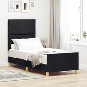 Struttura del letto con testiera-Giroletto Nero 80 x 200 cm Tessuto 230919