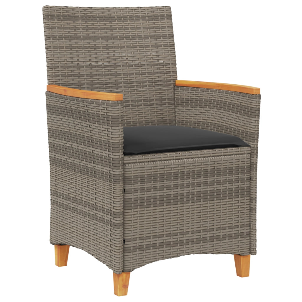 Set da Pranzo da Giardino da 7 Pezzi con Cuscini Grigio in Rattan PE