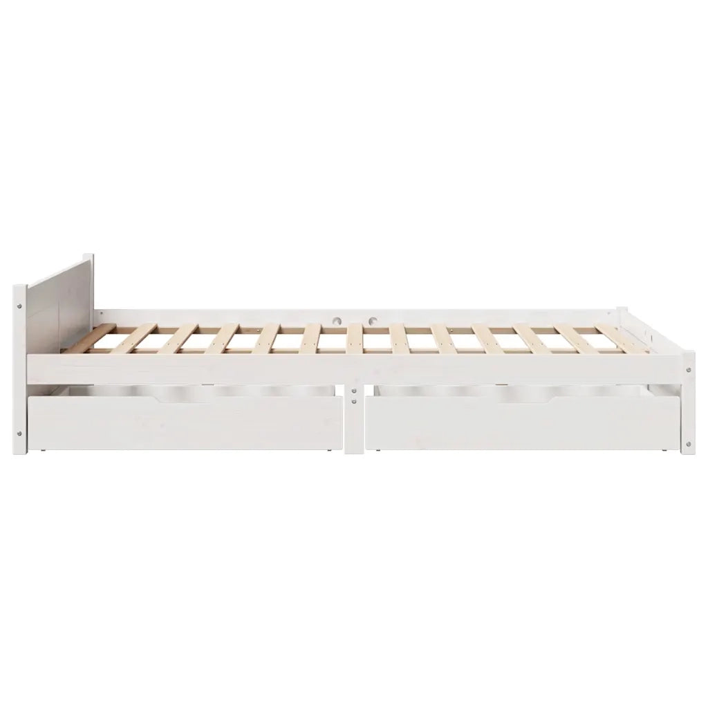 Letto senza Materasso-Struttura Letto Bianco 135x190 cm Legno Massello di Pino 945015