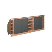 Mobile cucina sottotetto R-Line Antracite-oro/Rovere dorato 210 cm Set di 5 Vicco