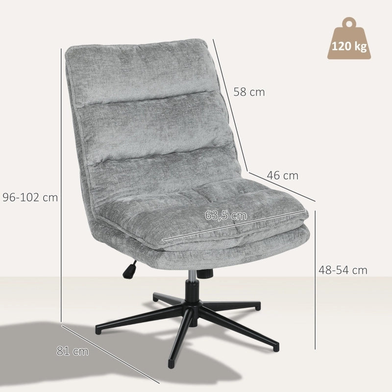 Chaise de bureau girevole senza braccioli con altezza regolabile e funzione oscillante in poliestere grigio