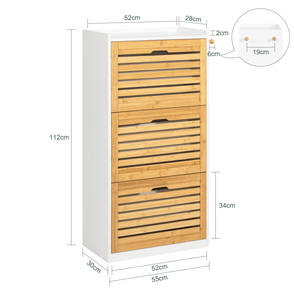 Scarpiera con 3 ribalte Scarpiera con 6 ripiani Portascarpe salvaspazio regolabili Naturale, FSR108-WN