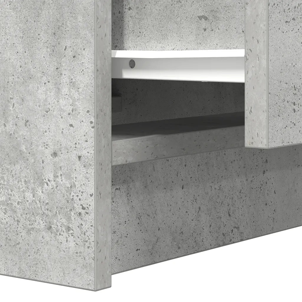 Comodino | Armadio da Notte | Mobiletto da notte con 2 Cassetti Grigio Cemento 38x34x80 cm