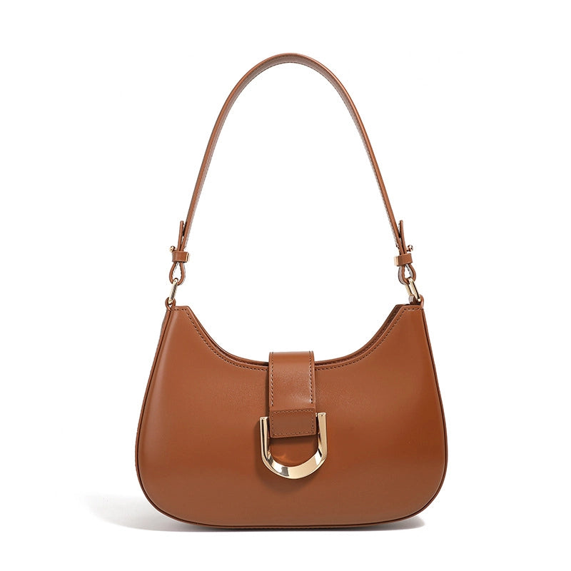 Borsa a tracolla da donna in vera pelle marrone