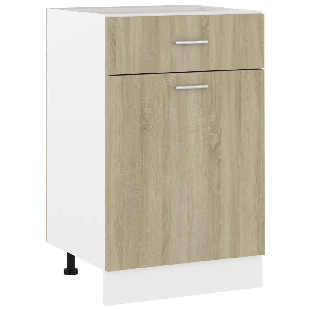 Mobile basso moderno con cassetti per cucina 50 x 46 x 81 cm spazio di archiviazione ottimizzato legno composito rovere Sonoma 02_0047661