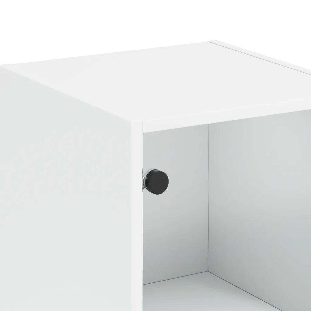 Credenza | Madia | Buffet da pranzo | Armadio da pranzo con Ante in Vetro Bianca 35x37x142 cm