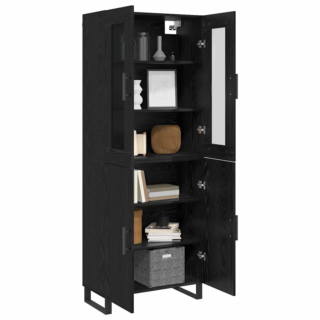 Credenza 2 pcs Rovere nero Legno multistrato 3394523