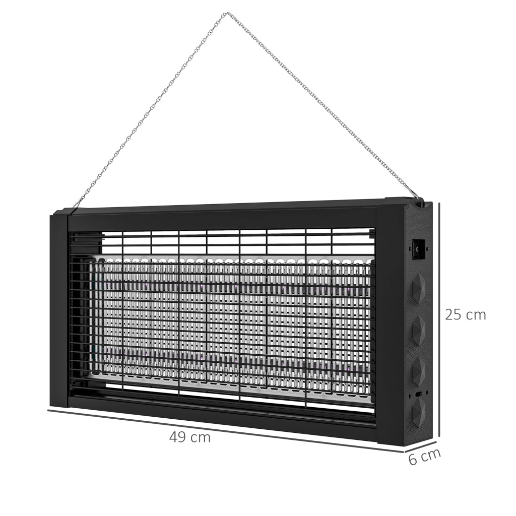 Lampada Antizanzare per Interno 8W con Catenella e Rete di Protezione, 49x6x25 cm, Nero