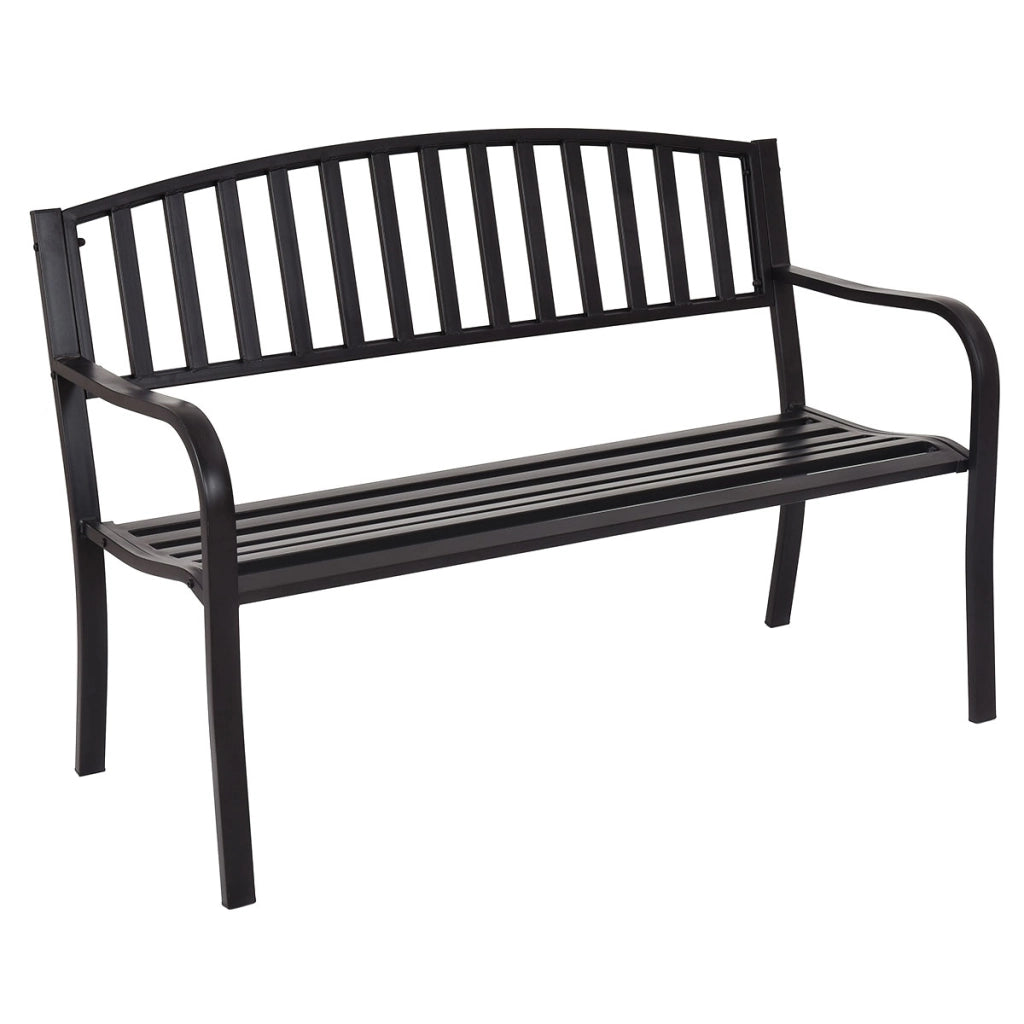Panchina in acciaio da giardino, Panchina da esterno con design a strisce ideale per prato veranda portico cortile-Panchine
