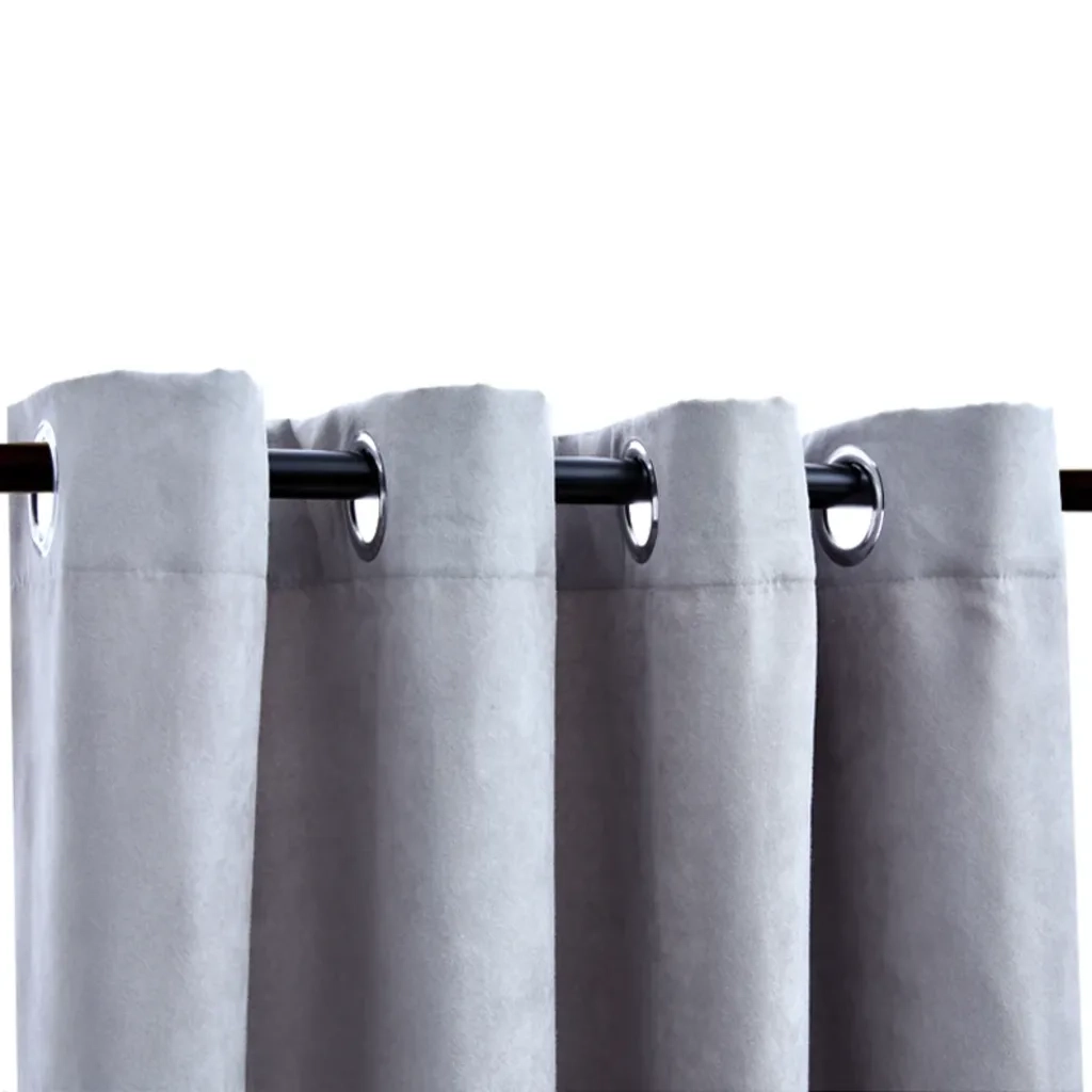 Tende Oscuranti con Anelli in Metallo 2 pz Grigie 140x225 cm 134465