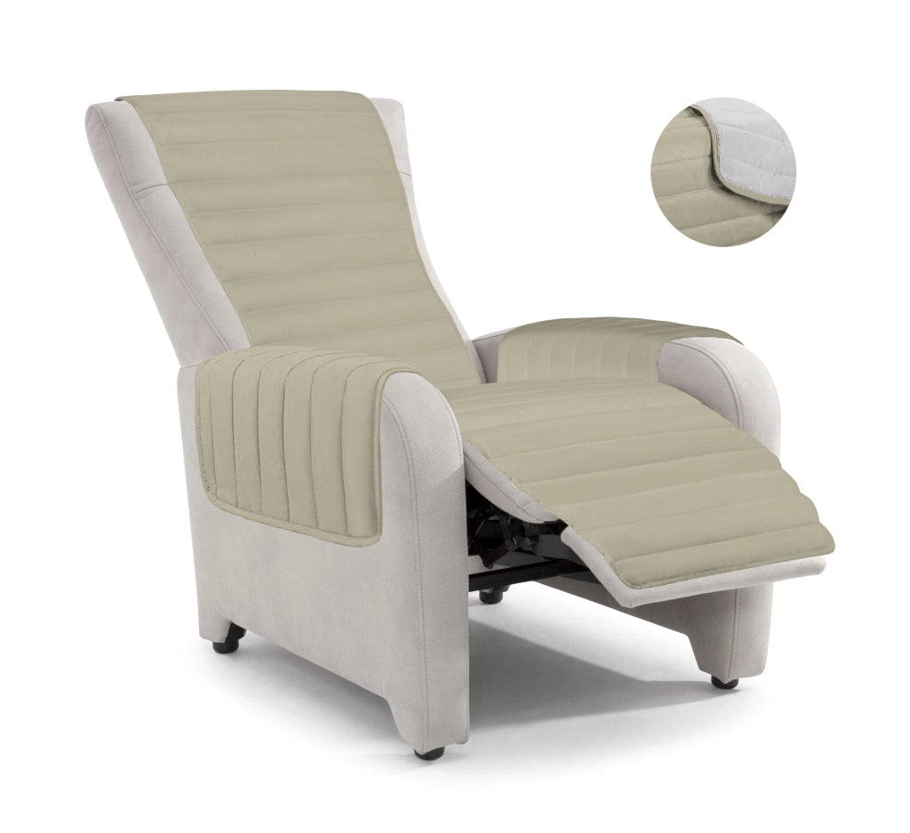Copripoltrona Trapuntato Doubleface Tortora/Grigio Chiaro