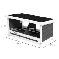 Nido per Galline a 2 Aree con Base Rialzata e Tetto, in Legno e Bitume, 66x37x34 cm, Grigio Bianco e Nero