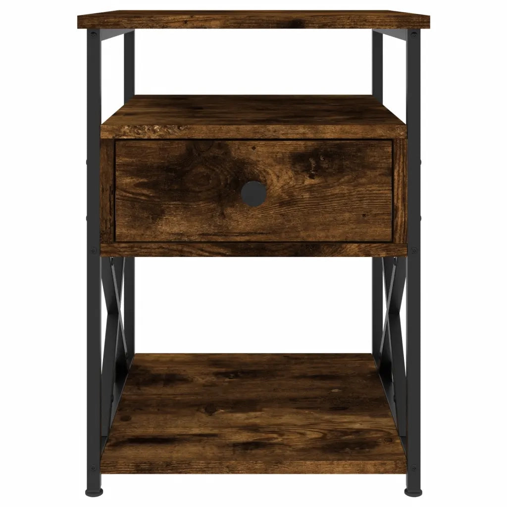 Comodino-Tavolino da notte Rovere Fumo 40x42x55 cm Legno Multistrato