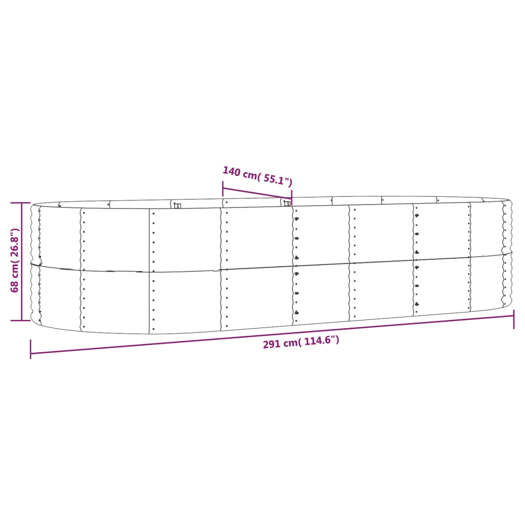 Letto Giardino Acciaio Zincato 291x140x68 cm Marrone 319100