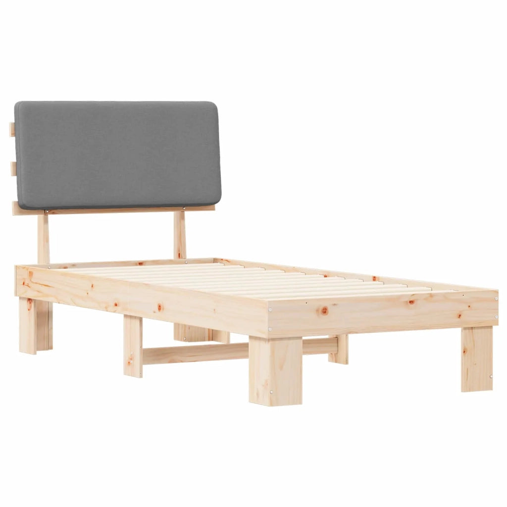 Letto con Testiera Rivestita Grigio chiaro 90 x 190 cm 877384