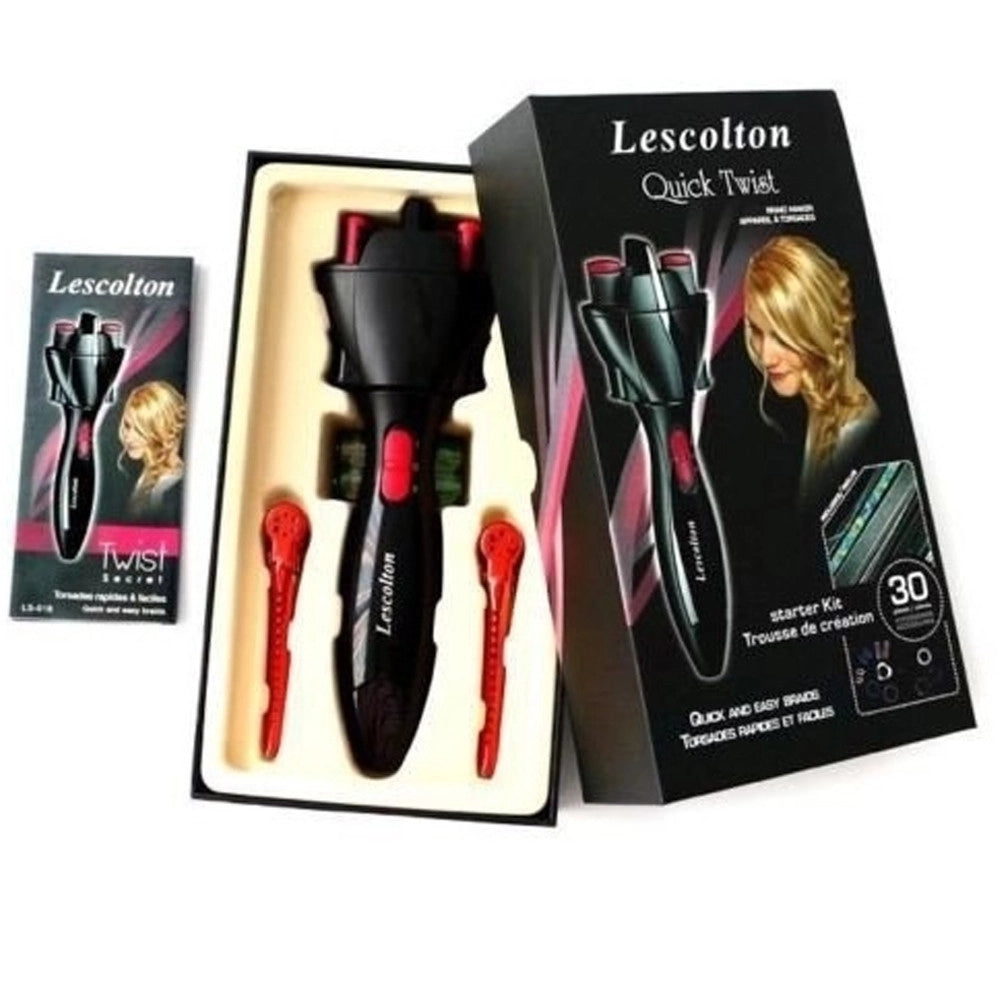 Trade Shop - Piastra Spazzola Rotante Elettrica Quick Twist Capelli Crea Trecce Perfette -