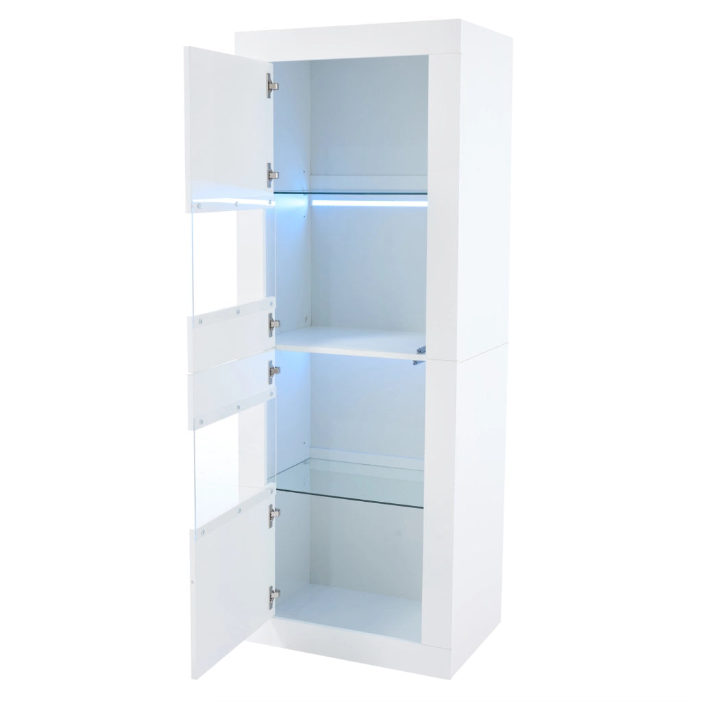 Vetrina LED 61x42x162 cm con 2 ante e ripiani regolabili bianca HOMVRA