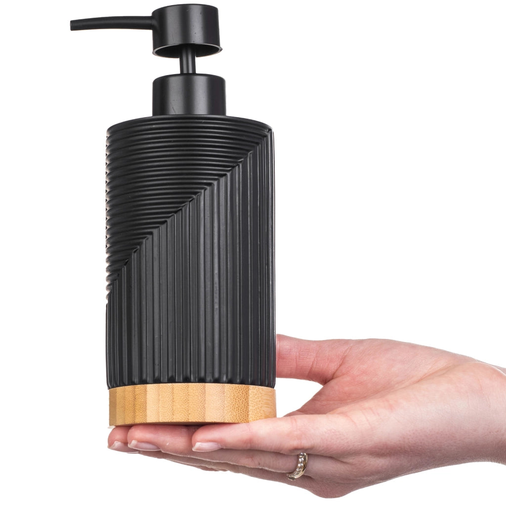 Set da bagno KADAX con dispenser di sapone liquido e bicchiere da bagno nero