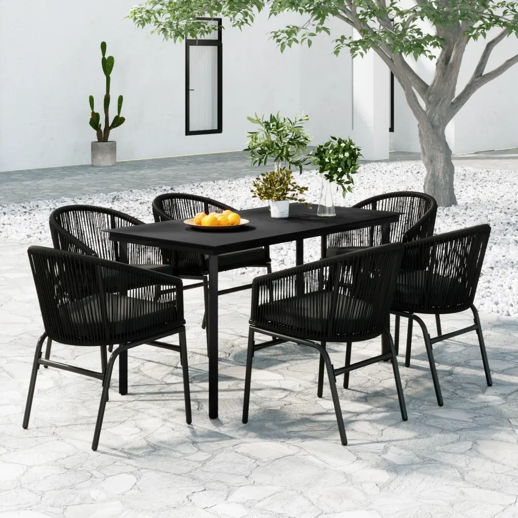 Set Mobili da Pranzo per Giardino 7 pz Nero 3099224