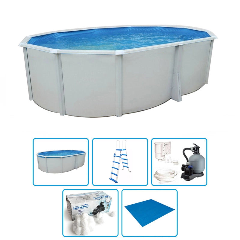 Piscina Fuori Terra Steelwhite Omega 550 Liner 0,6 Mm - 5,50 X 3,66 X H.1,32 M - Kit Base