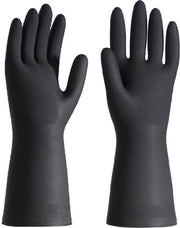 Paar di mani di gomma lavabili, guanti di gomma lavabili riciclabili, adatti per il lavoro domestico, cucina, bagno, sostenibili, flessibili e antiscivolo, rivestimento liscio, facile da indossare e togliere, XL, nero