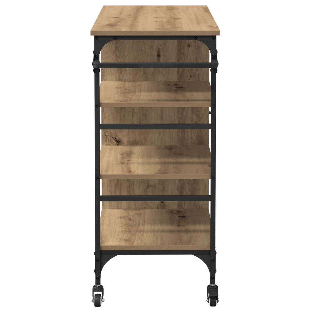 Carrello da cucina Rovere artigianale 87.5x38.5x84.5 cm Legno ingegnerizzato