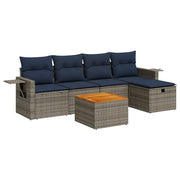 Set Divano da Giardino 6 pz | Set Salotto da Giardino con Cuscini Grigio in Polyrattan